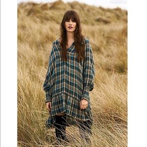 Free People Plaid Red Moon Mini Dress Ruffle Shift